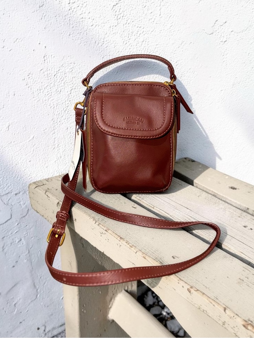 American Leather Co. NWT Tribeca Mini Satchel Crossbody Bag in Cordovan